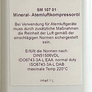 Mineralisches Kompressoren-Öl für Atemluftkompressoren 1L